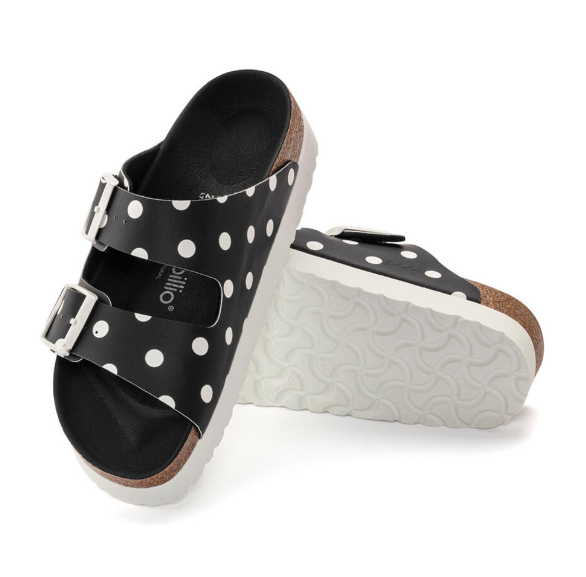 Birkenstock Arizona Platform Birko-Flor Black White Dots