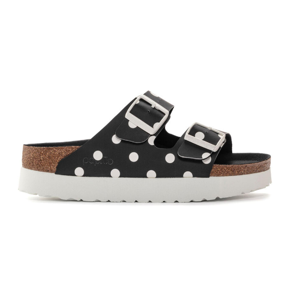 Birkenstock Arizona Platform Birko-Flor Black White Dots