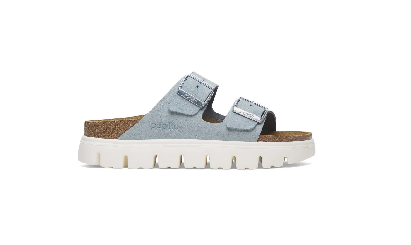 Birkenstock Papillio Arizona Chunky Suede Leather Baby Blue