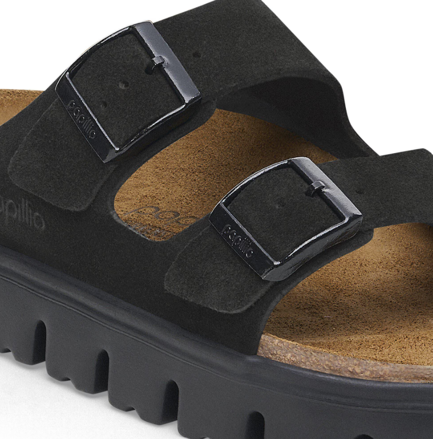 Birkenstock Papillio Arizona Chunky Suede Leather Black/Black