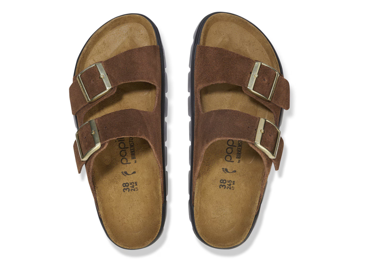 Birkenstock Papillio Arizona Chunky Suede Leather Dark Tea Black