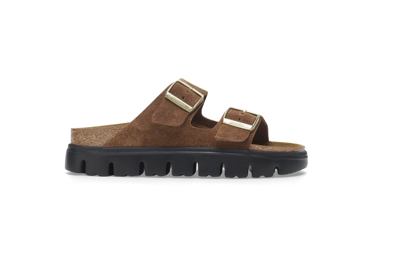 Birkenstock Papillio Arizona Chunky Suede Leather Dark Tea Black