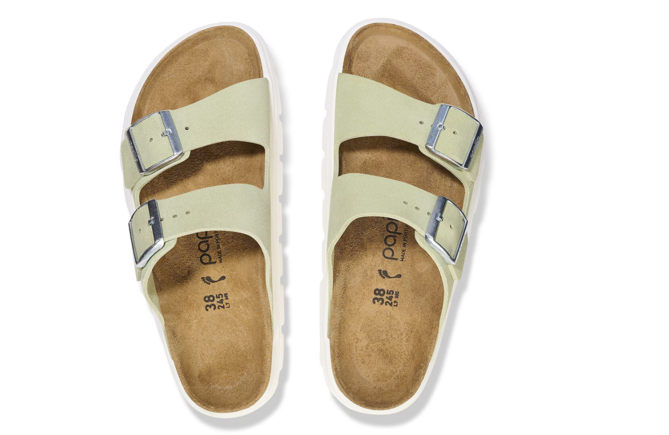 Birkenstock Papillio Arizona Chunky Suede Leather Faded Lime