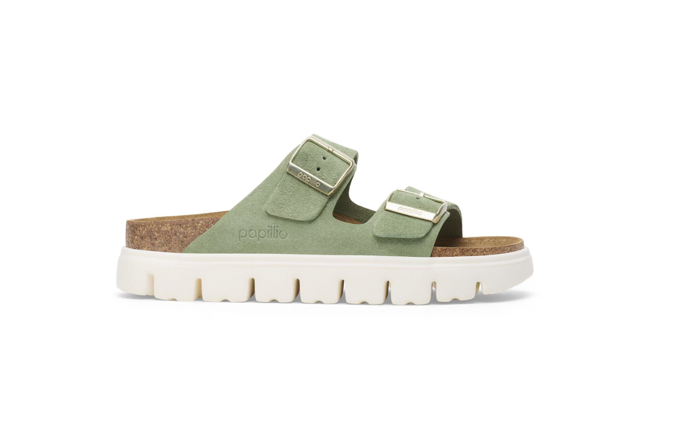 Birkenstock Papillio Arizona Chunky Suede Leather Green Tea