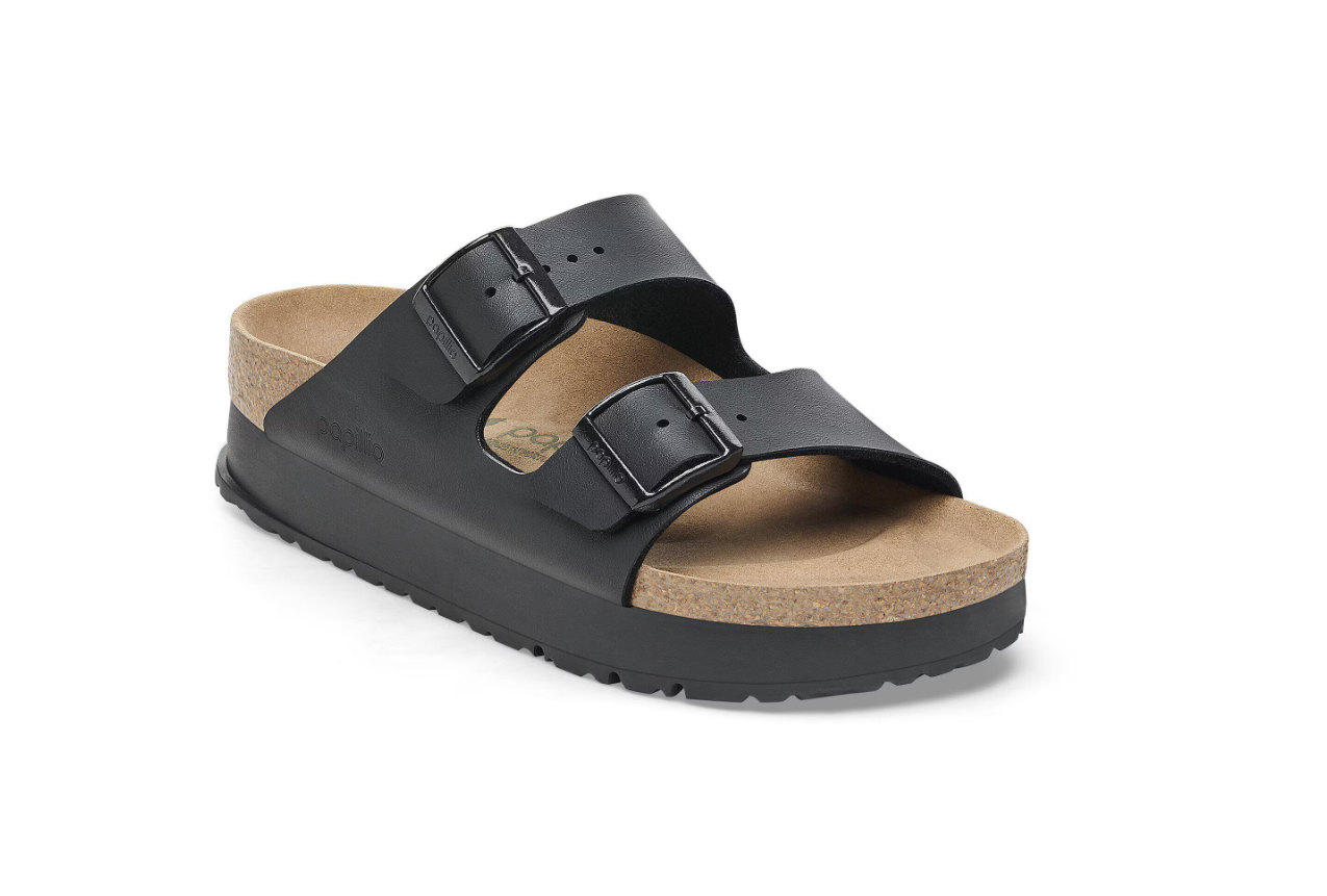 Birkenstock Arizona PAP Flex Platform Birko-Flor Sandals Black