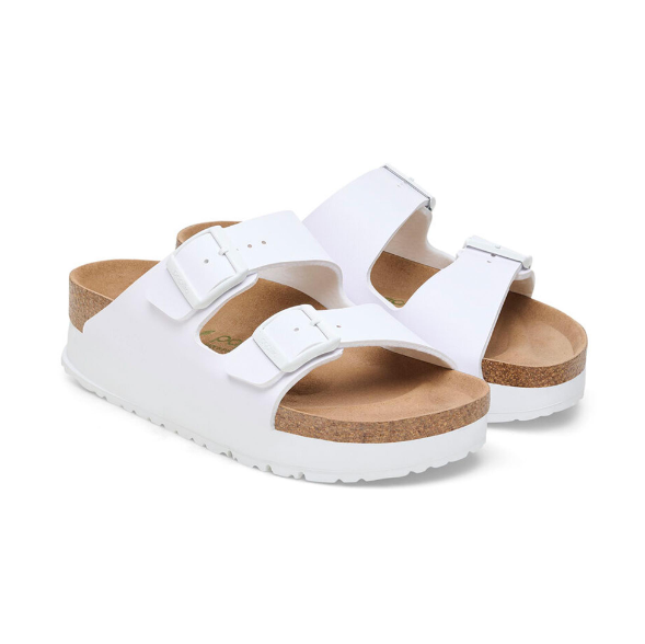 Birkenstock Arizona PAP Flex Platform Birko-Flor Vegan White