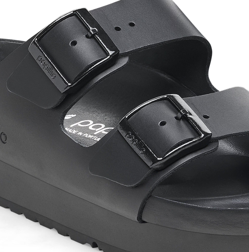 Birkenstock Arizona PAP Flex Platform Natural Leather Black