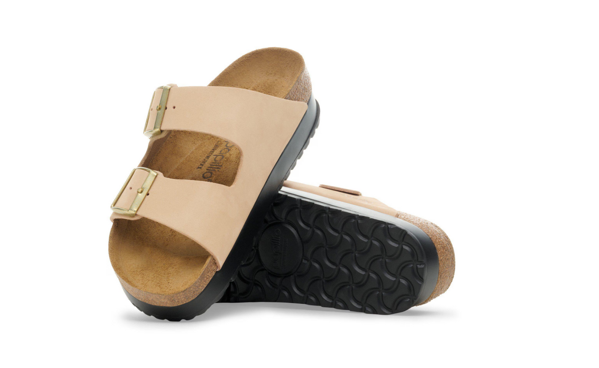 Birkenstock Arizona PAP Flex Platform Nubuck Leather - Sandcastle, Narrow