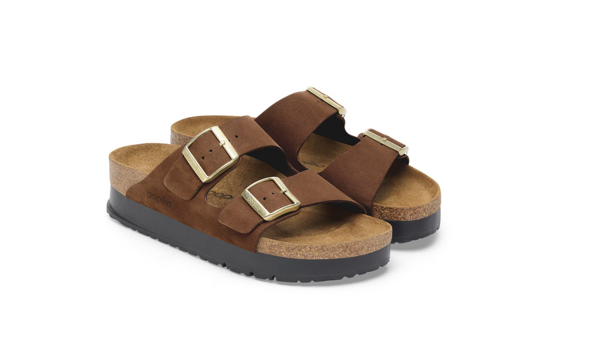 Birkenstock Arizona PAP Flex Platform Nubuck Leather - Tea, Narrow