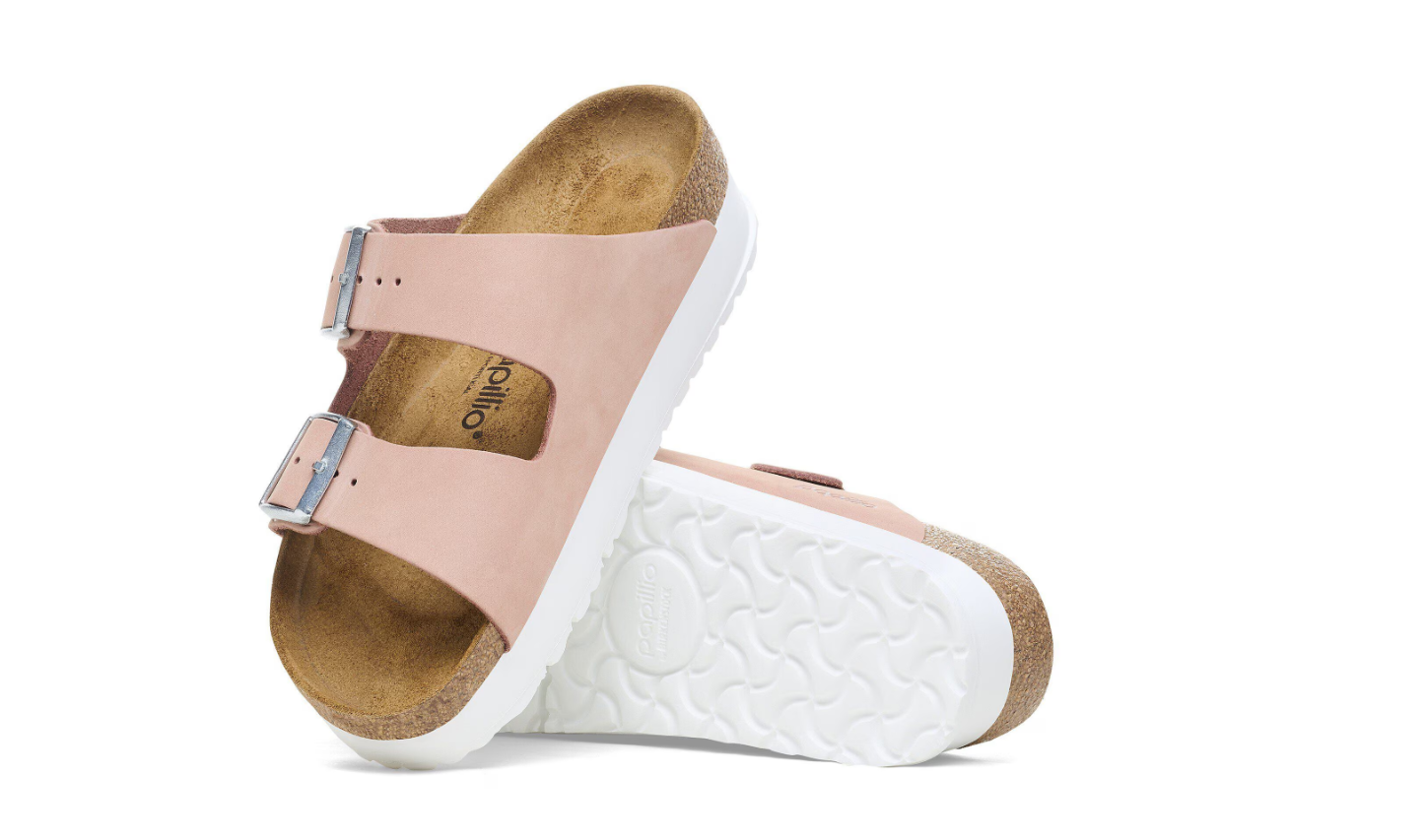 Birkenstock Arizona PAP Flex Platform Nubuck Leather Soft Pink