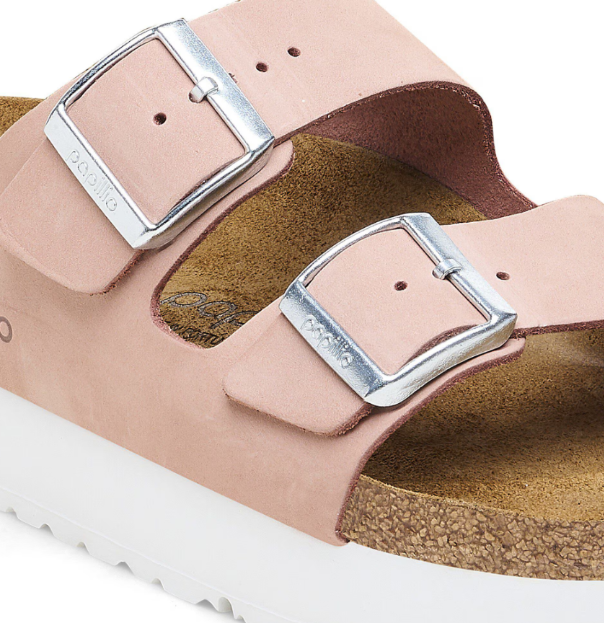Birkenstock Arizona PAP Flex Platform Nubuck Leather Soft Pink