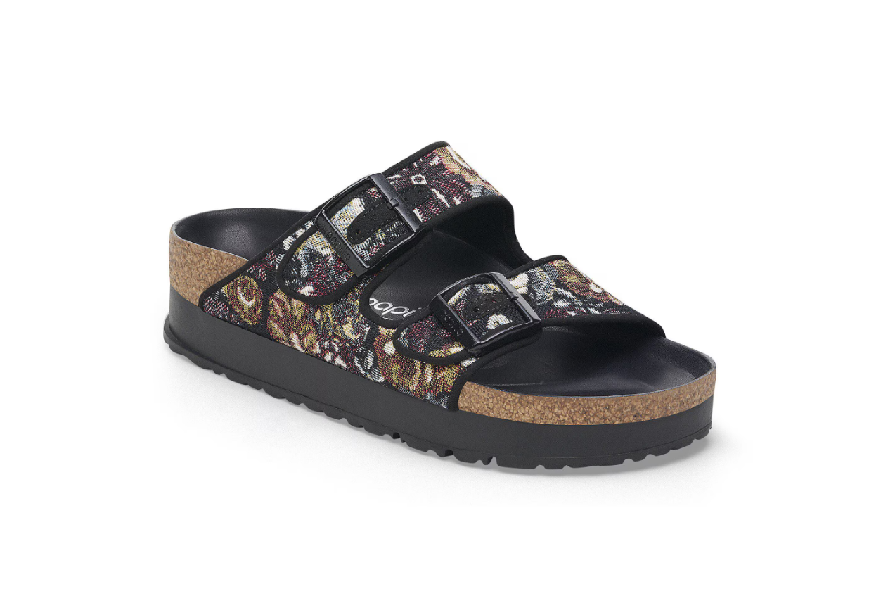 Birkenstock Papillio Arizona French Piping Flex Platform Brocade Black