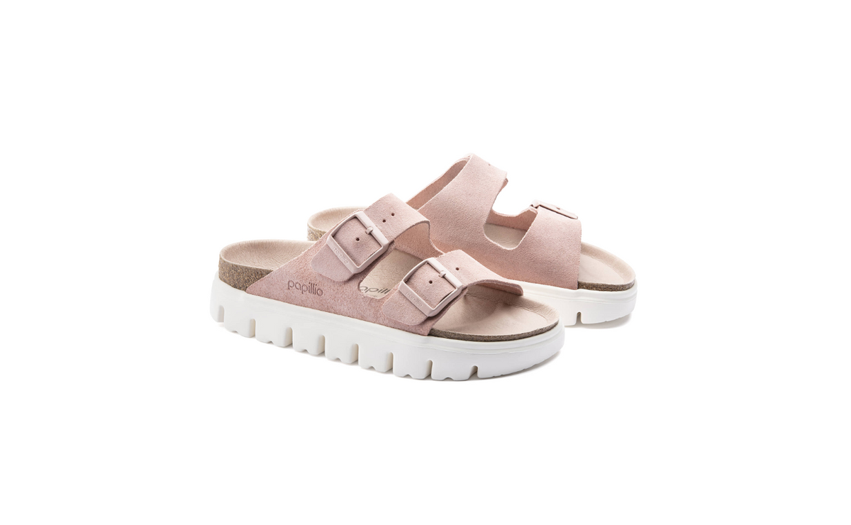 Birkenstock Arizona Platform Suede Leather Soft - Pink, Narrow