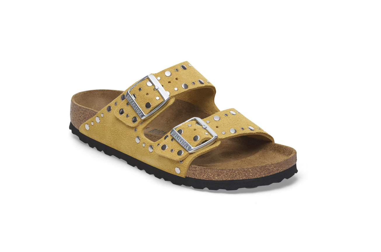 Birkenstock Arizona Rivet Suede Leather Sandals Ochre