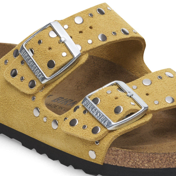 Birkenstock Arizona Rivet Suede Leather Sandals Ochre