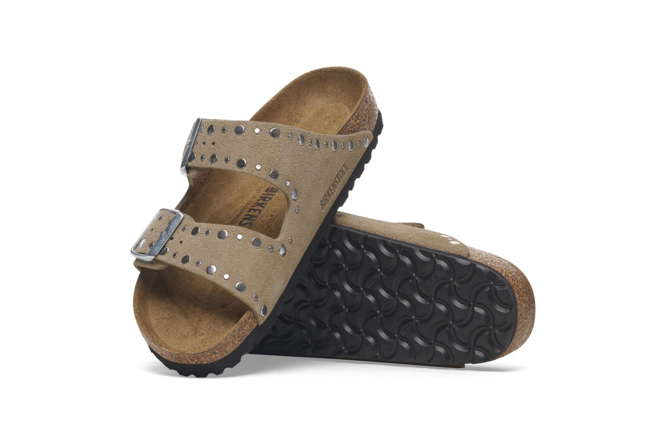 Birkenstock Arizona Rivets Suede Leather Taupe Sandals