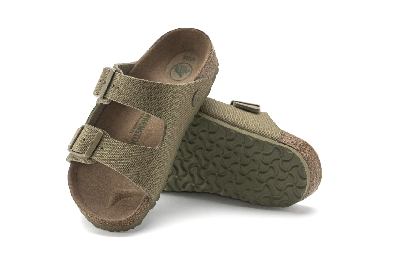 Birkenstock Arizona Kids Rivet Logo Textile Faded Khaki Sandals