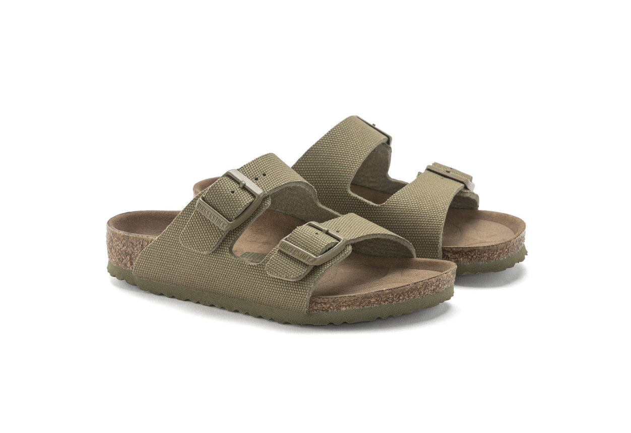 Birkenstock Arizona Kids Rivet Logo Textile Faded Khaki Sandals