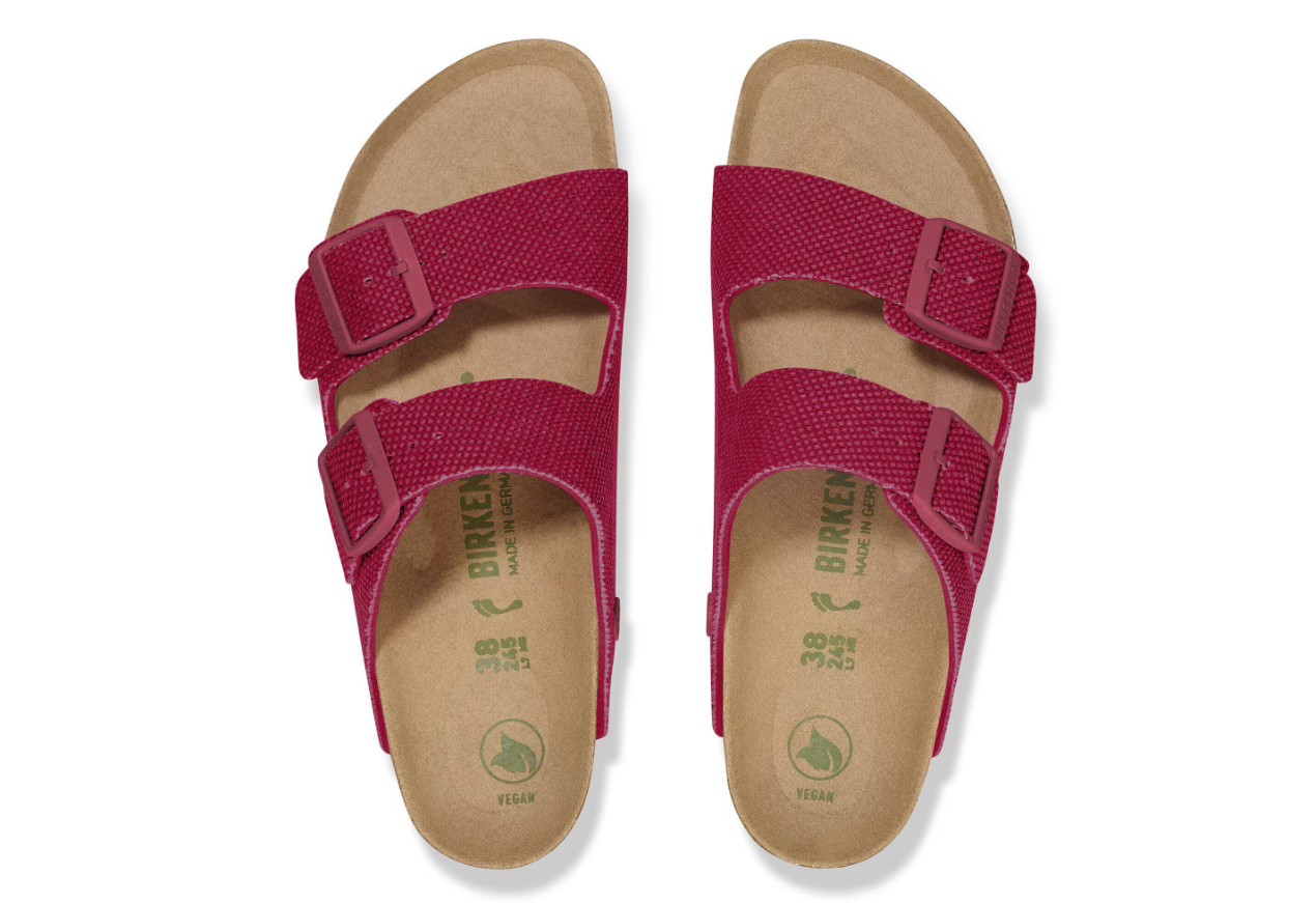 Birkenstock Arizona Rivet Logo Textile Vegan Canvas Fuchsia Tulip