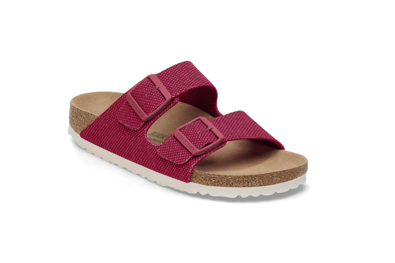 Birkenstock Arizona Rivet Logo Textile Vegan Canvas Fuchsia Tulip