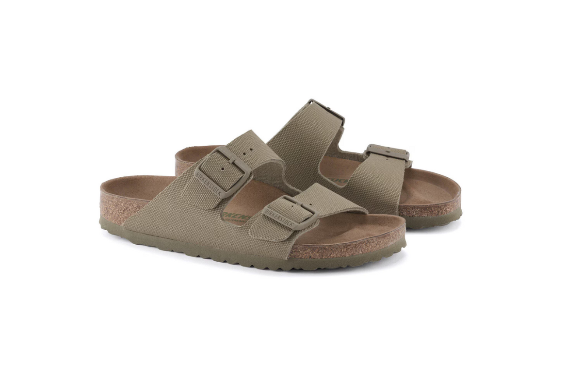 Birkenstock Arizona Rivet Logo Vegan Textile Canvas - Khaki, Narrow