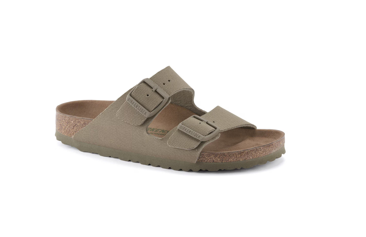 Birkenstock Arizona Rivet Logo Vegan Textile Canvas - Khaki, Narrow