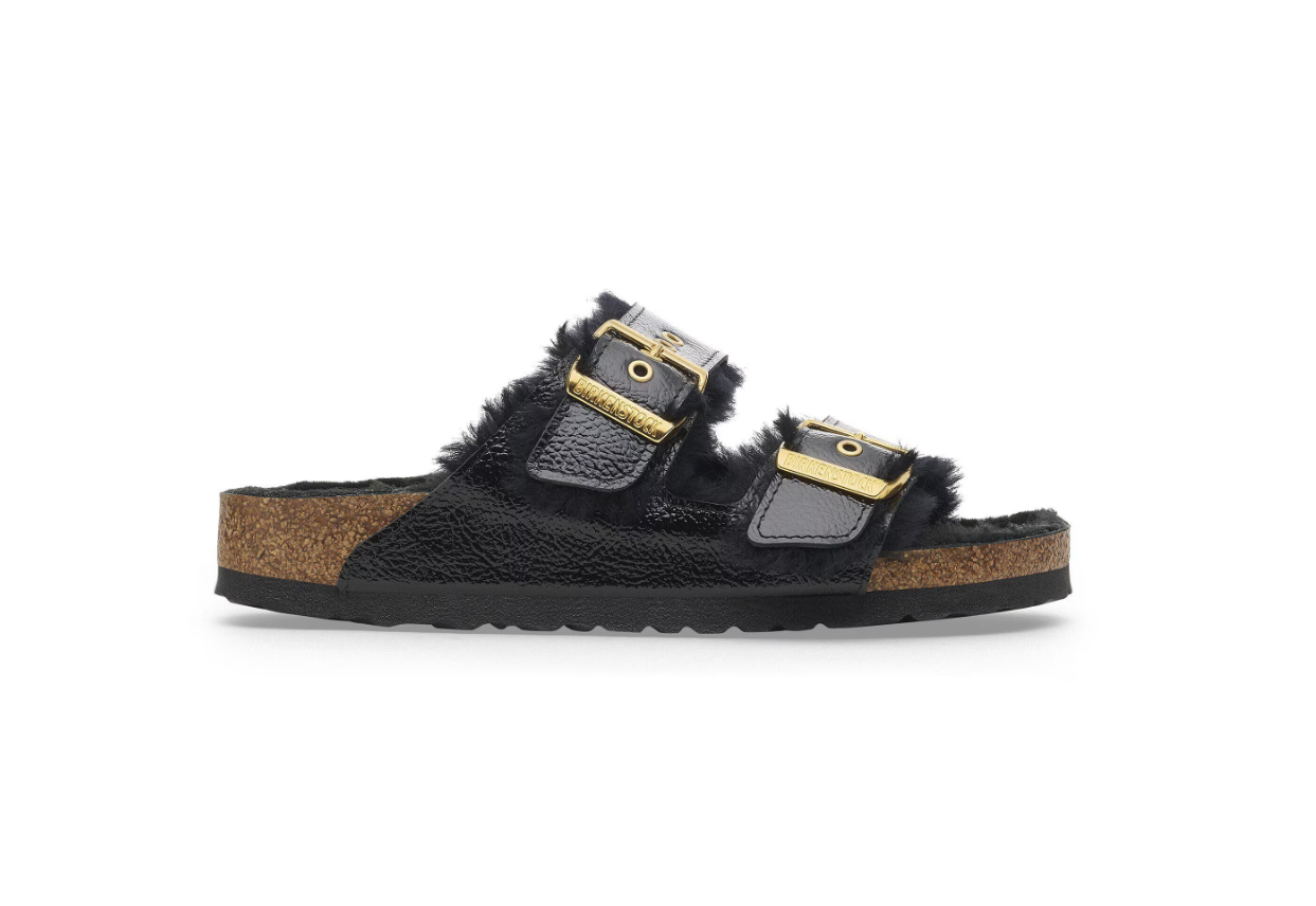 Birkenstock Arizona Shearling Eyelets Patent Leather Naplak Black