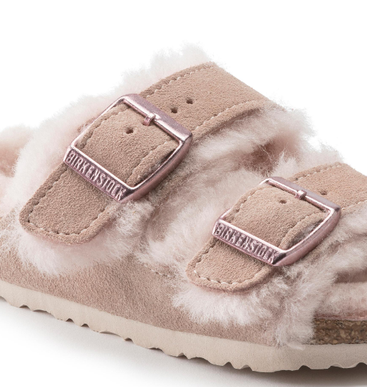Birkenstock Arizona Kids Shearling Suede Leather Light Rose