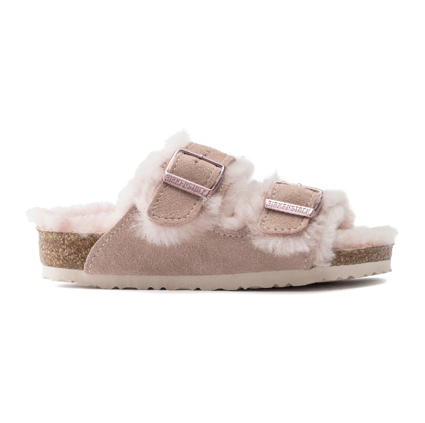 Birkenstock Arizona Kids Shearling Suede Leather Light Rose
