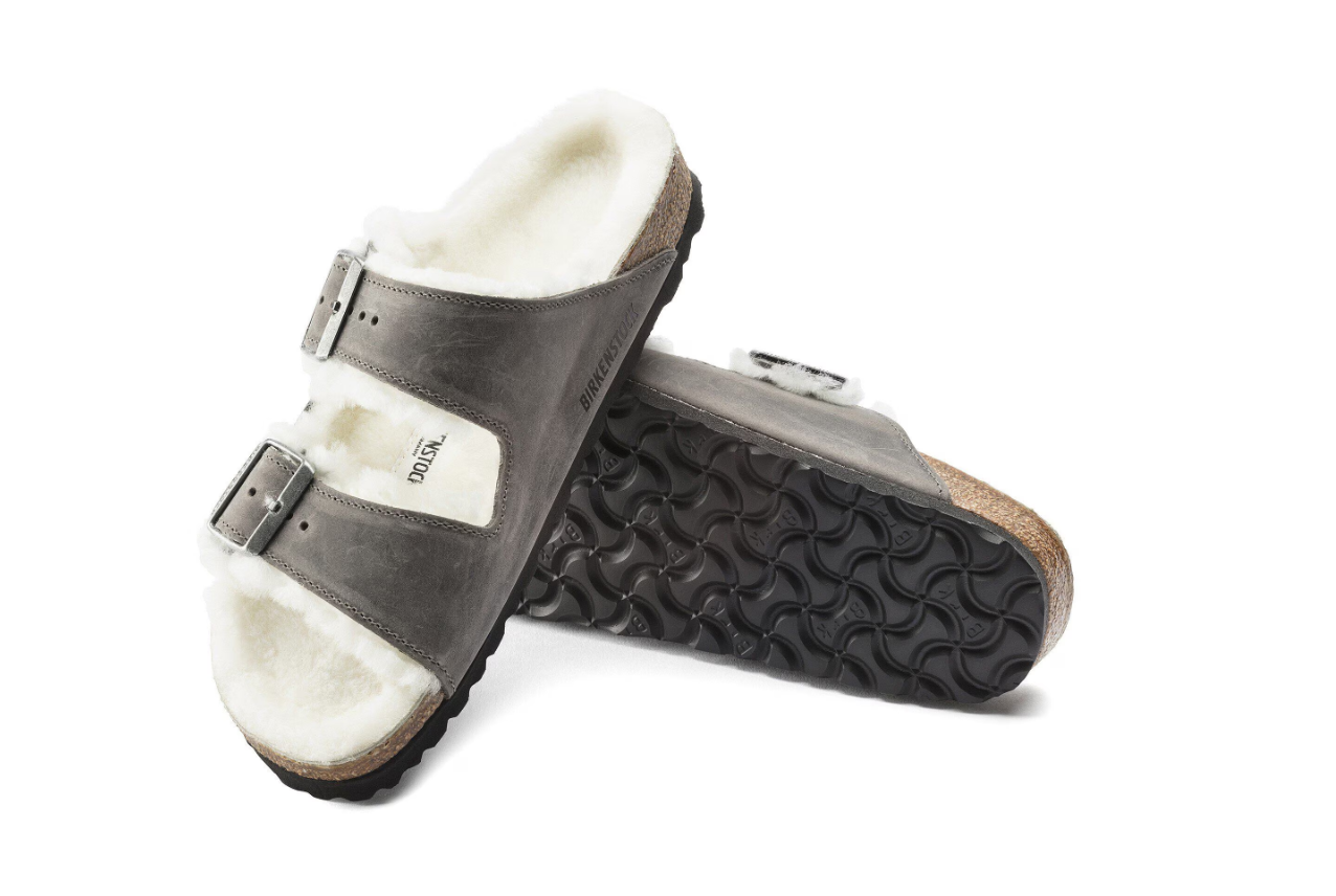 Birkenstock Arizona Shearling Oiled Leather Iron