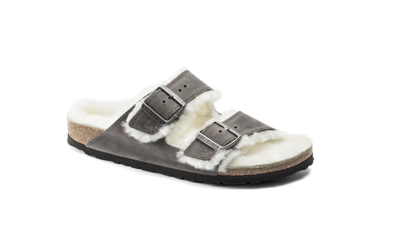 Birkenstock Arizona Shearling Oiled Leather Iron