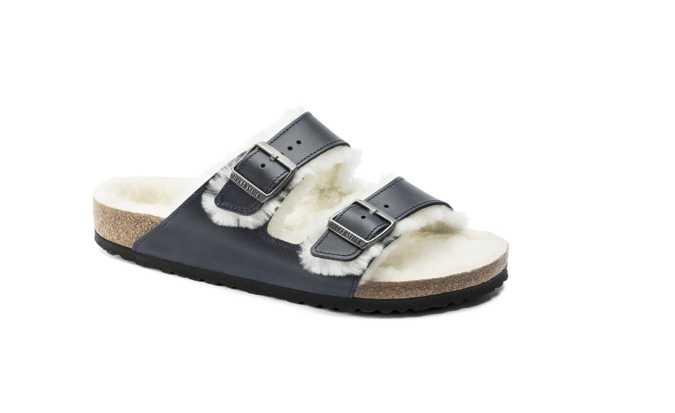 Birkenstock Arizona Shearling Oiled Leather Navy