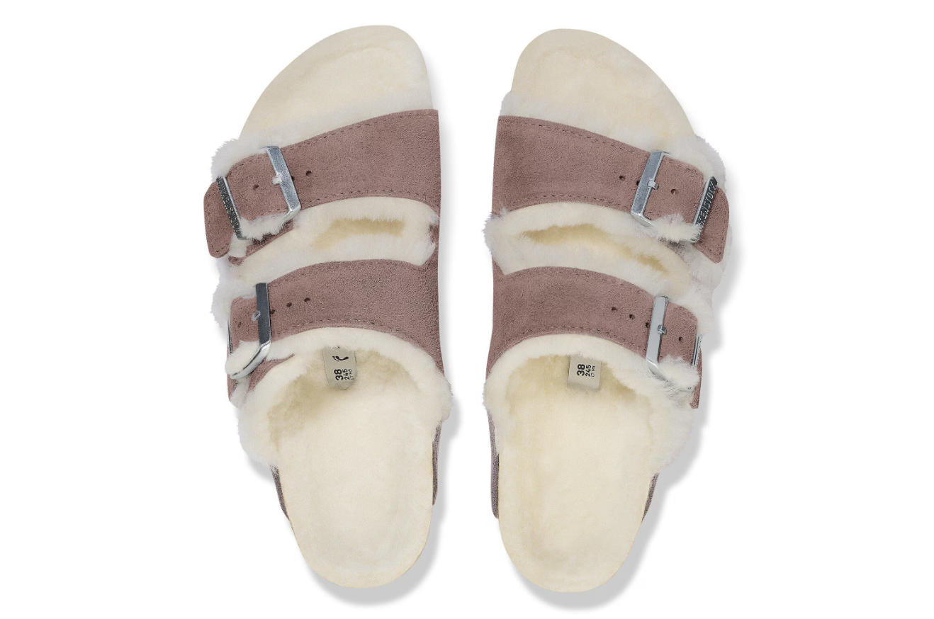 Birkenstock Arizona Shearling Suede Leather Faded Purple
