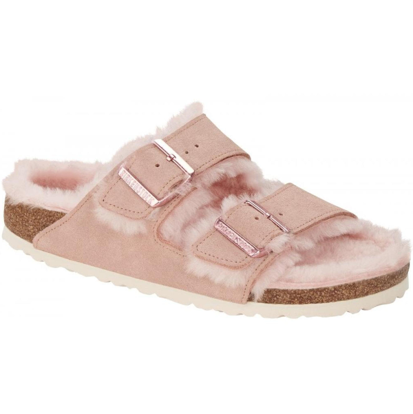 Birkenstock Arizona Shearling Suede Leather Light Rose