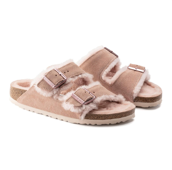 Birkenstock Arizona Shearling Suede Leather Light Rose