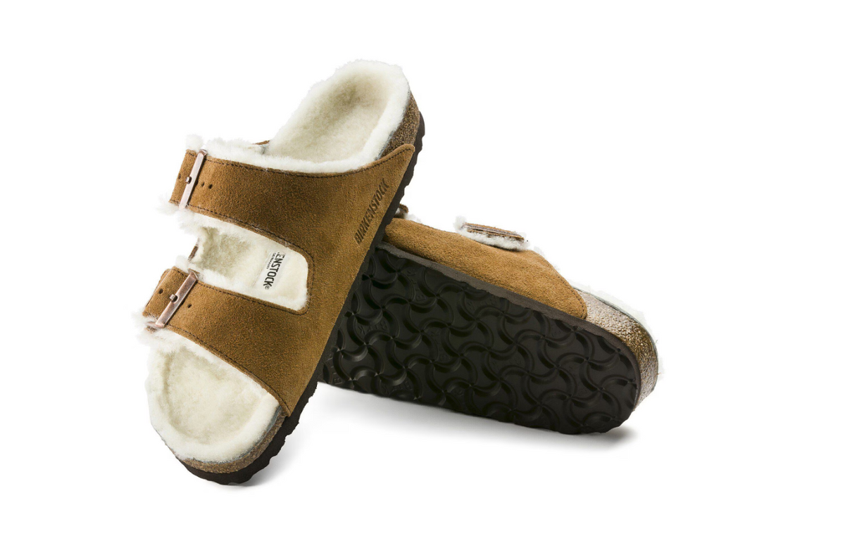 Birkenstock Arizona Shearling Suede Leather - MInk, Narrow