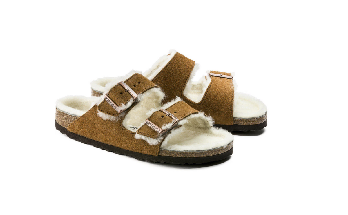 Birkenstock Arizona Shearling Suede Leather - MInk, Narrow