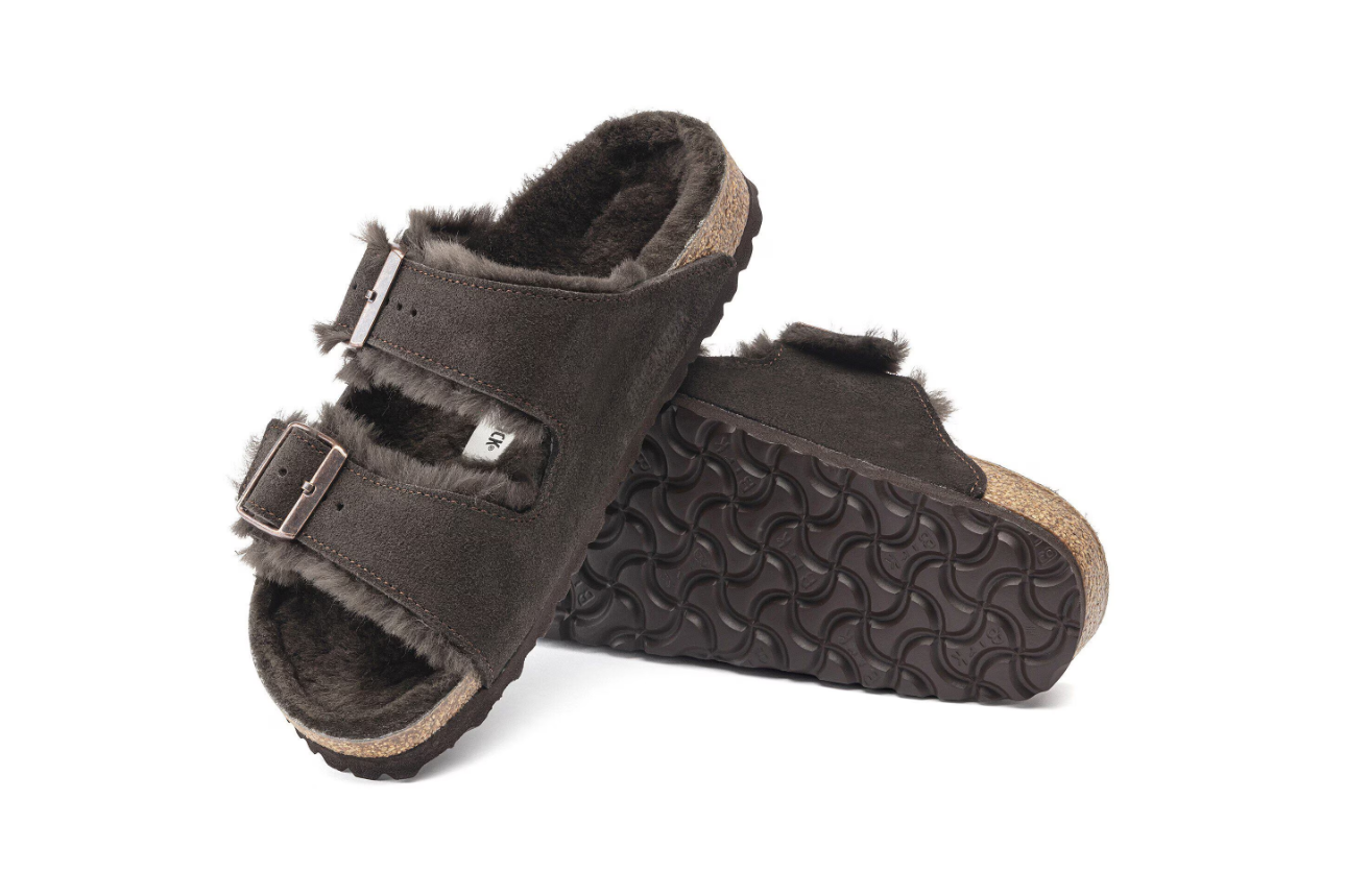 Birkenstock Arizona Shearling Suede Leather Mocha
