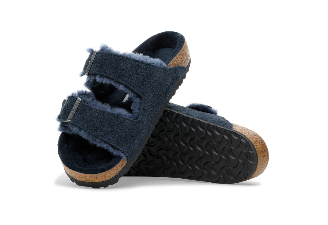 Birkenstock Arizona Shearling Suede Leather New Navy