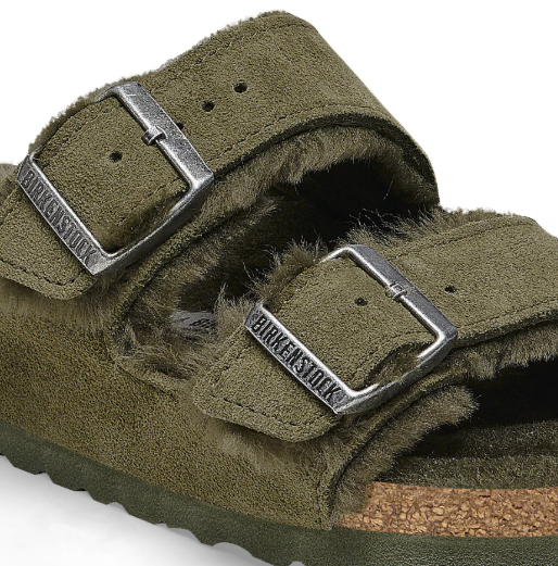 Birkenstock Arizona Shearling Suede Leather Thyme