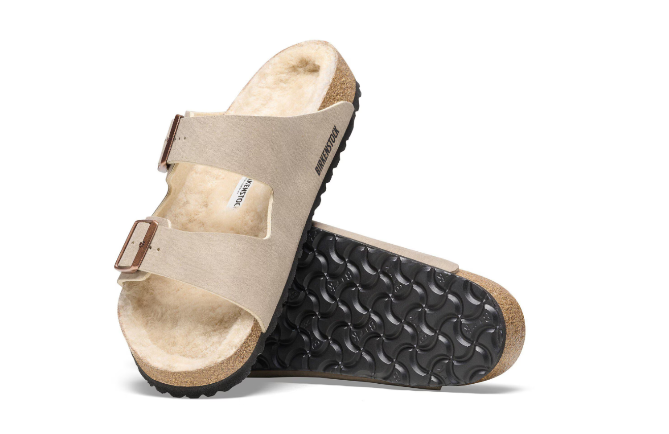 Birkenstock Arizona Shearling Synthetics Desert Dust Gray Taupe