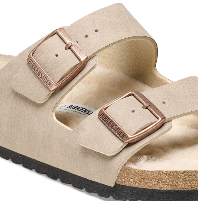 Birkenstock Arizona Shearling Synthetics Desert Dust Gray Taupe