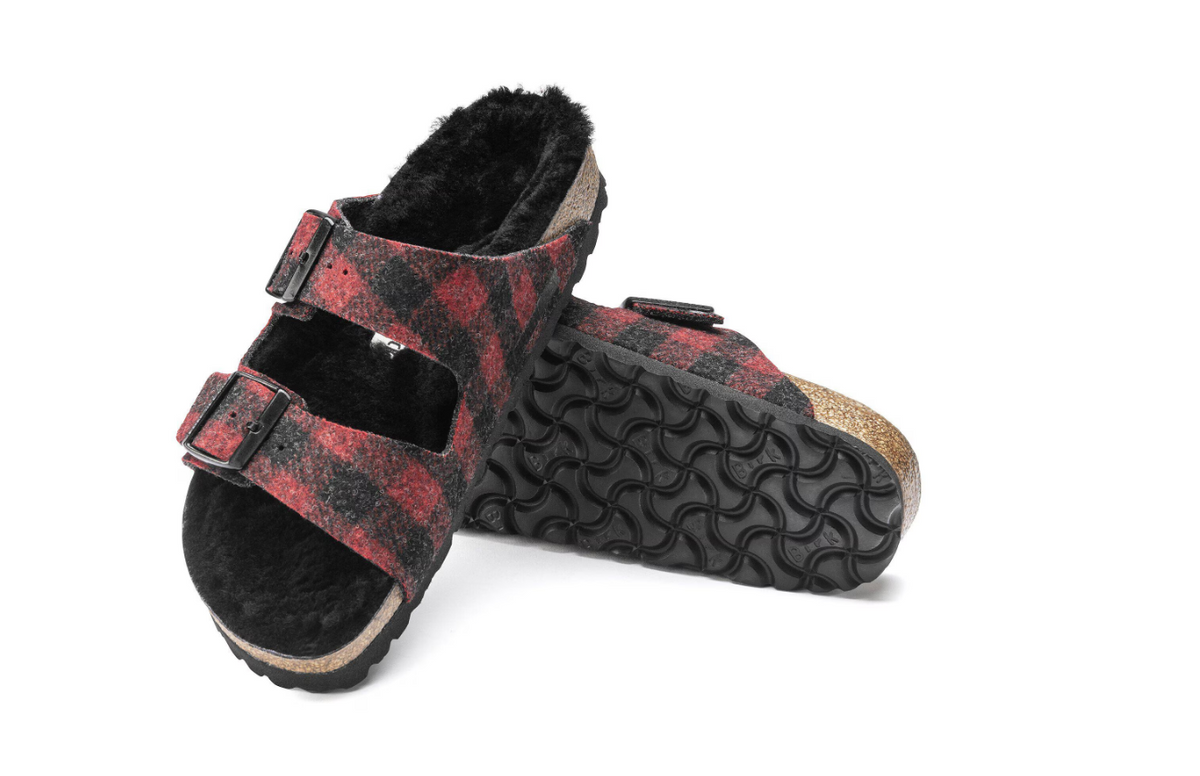 Birkenstock Arizona Shearling Wool Plaid - Red, Regular