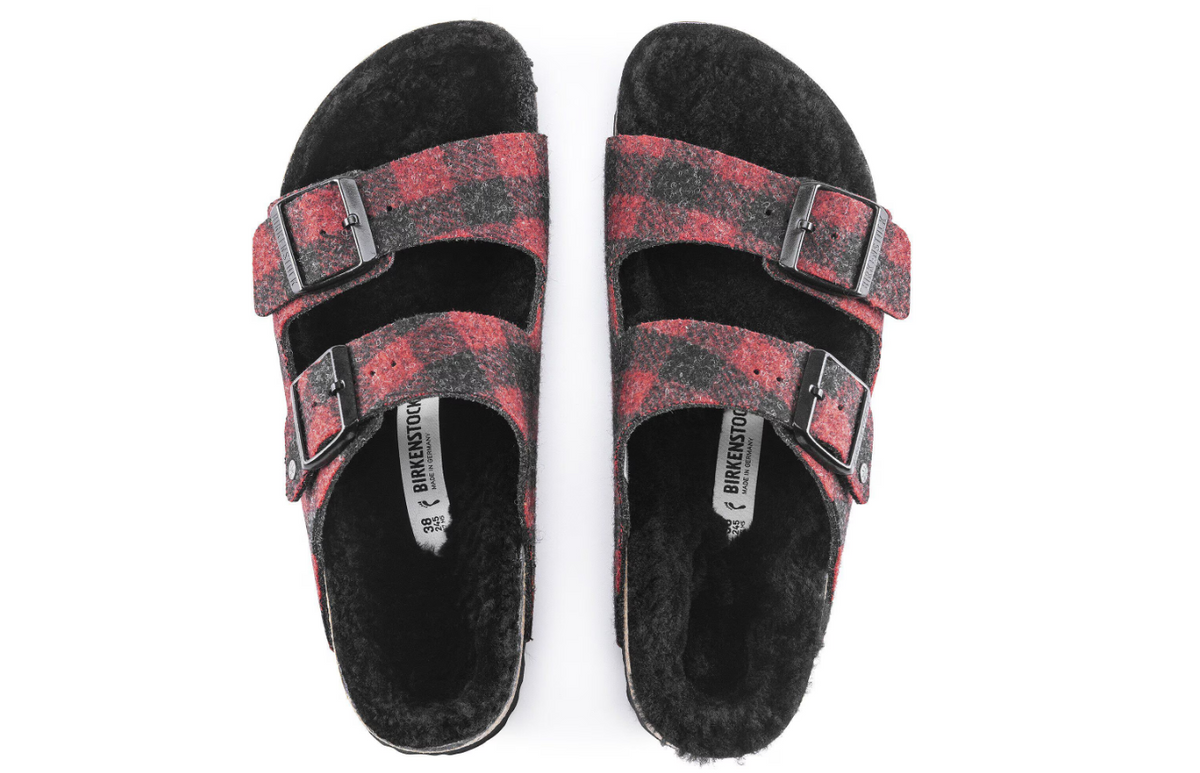 Birkenstock Arizona Shearling Wool Plaid - Red, Regular