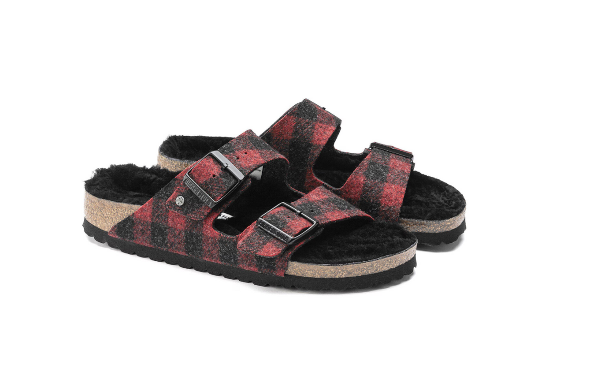 Birkenstock Arizona Shearling Wool Plaid - Red, Regular