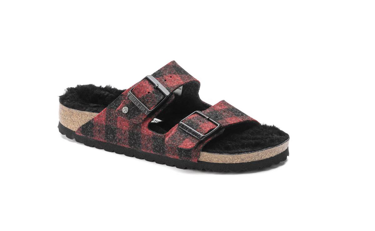 Birkenstock Arizona Shearling Wool Plaid - Red, Regular