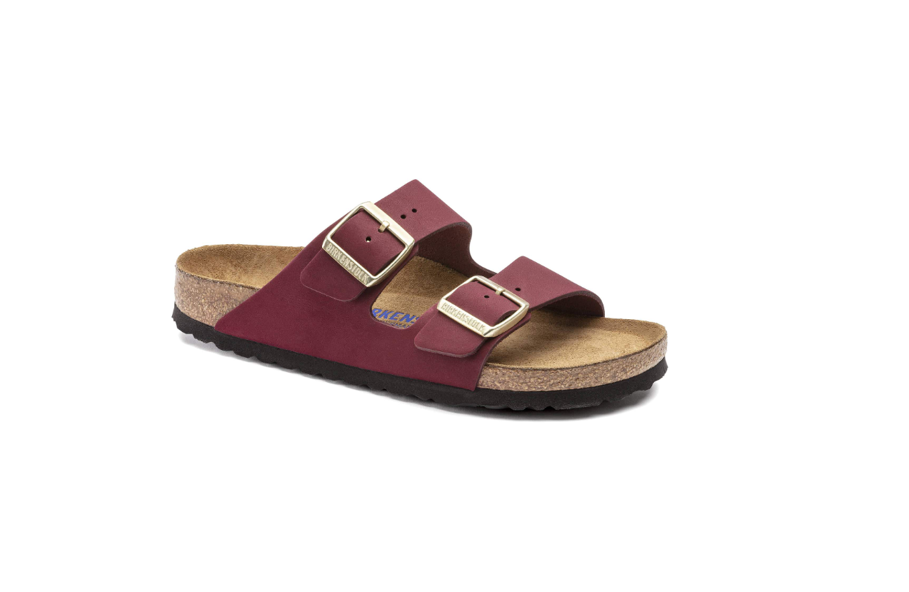 Birkenstock Arizona Soft Footbed Nubuck Leather Maroon