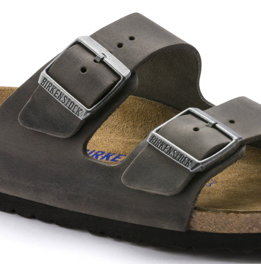 Birkenstock Arizona Soft Footbed Oiled Leather Iron Sandals