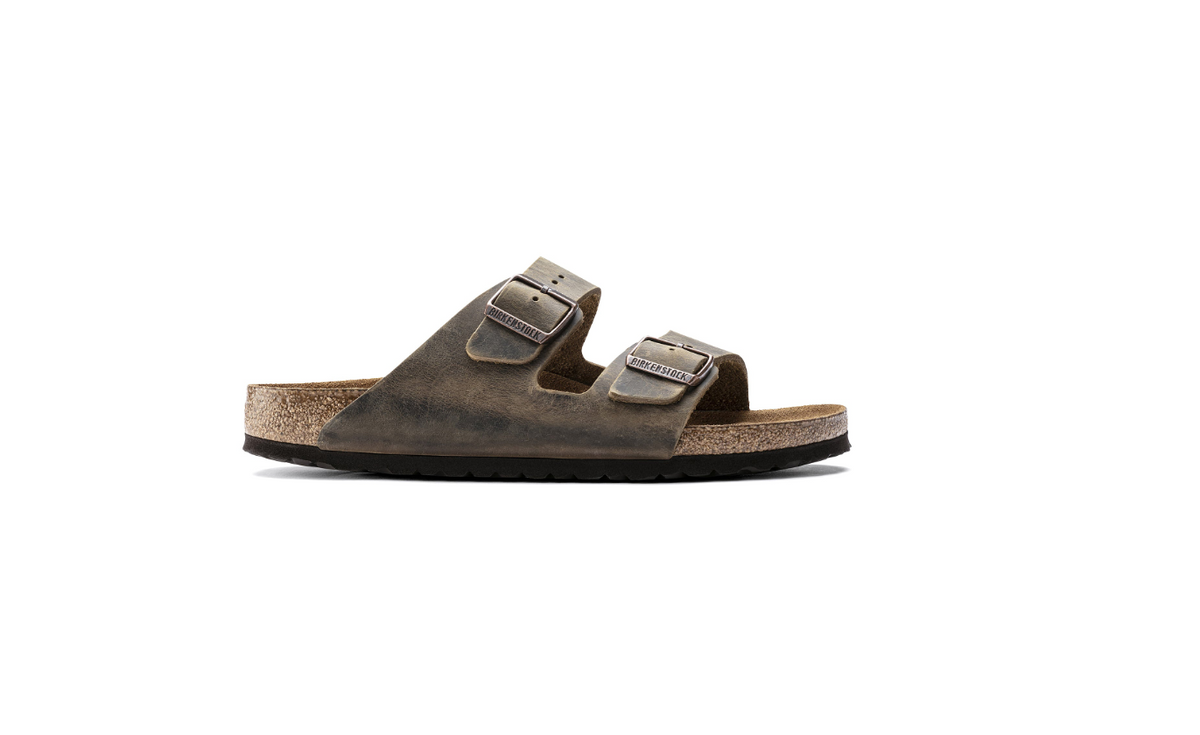 Birkenstock Arizona Soft Footbed Oiled Leather Sandals Mud - Green, Narrow
