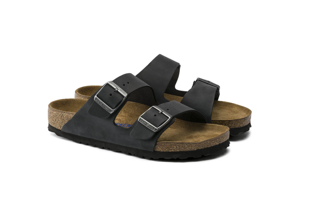 Birkenstock Arizona Soft Footbed Oiled Leather Sandals - Black, Narrow